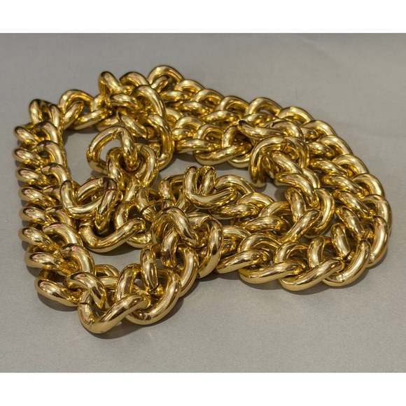 Chunky Curb Chain Necklace Women Gold Tone Bold Statement Link Heavy 36" - Picture 12 of 14